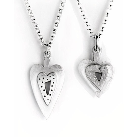 Mother and Daughter Heart Sterling Silver Necklaces by Emily Rosenfeld
