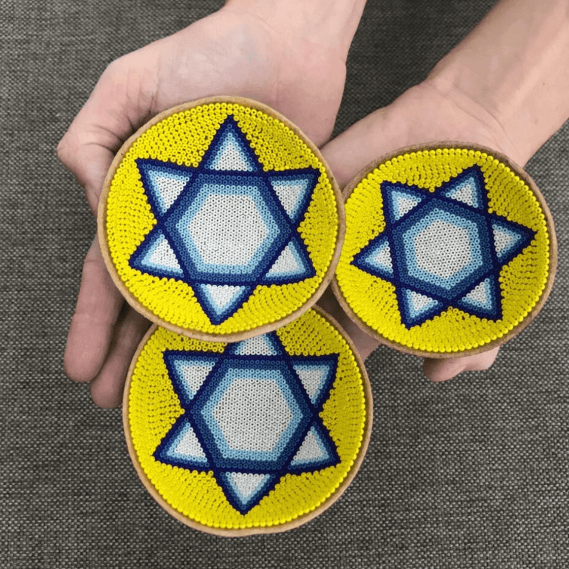 Human Connections Bowl Handmade Star of David Trinket Bowl - Yellow/Blue or Brown/Pink
