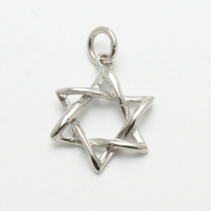 Bareket Jewelry Necklaces 14k White Gold / 16" Box Chain Curvy 14k Gold or White Gold Star of David Pendant