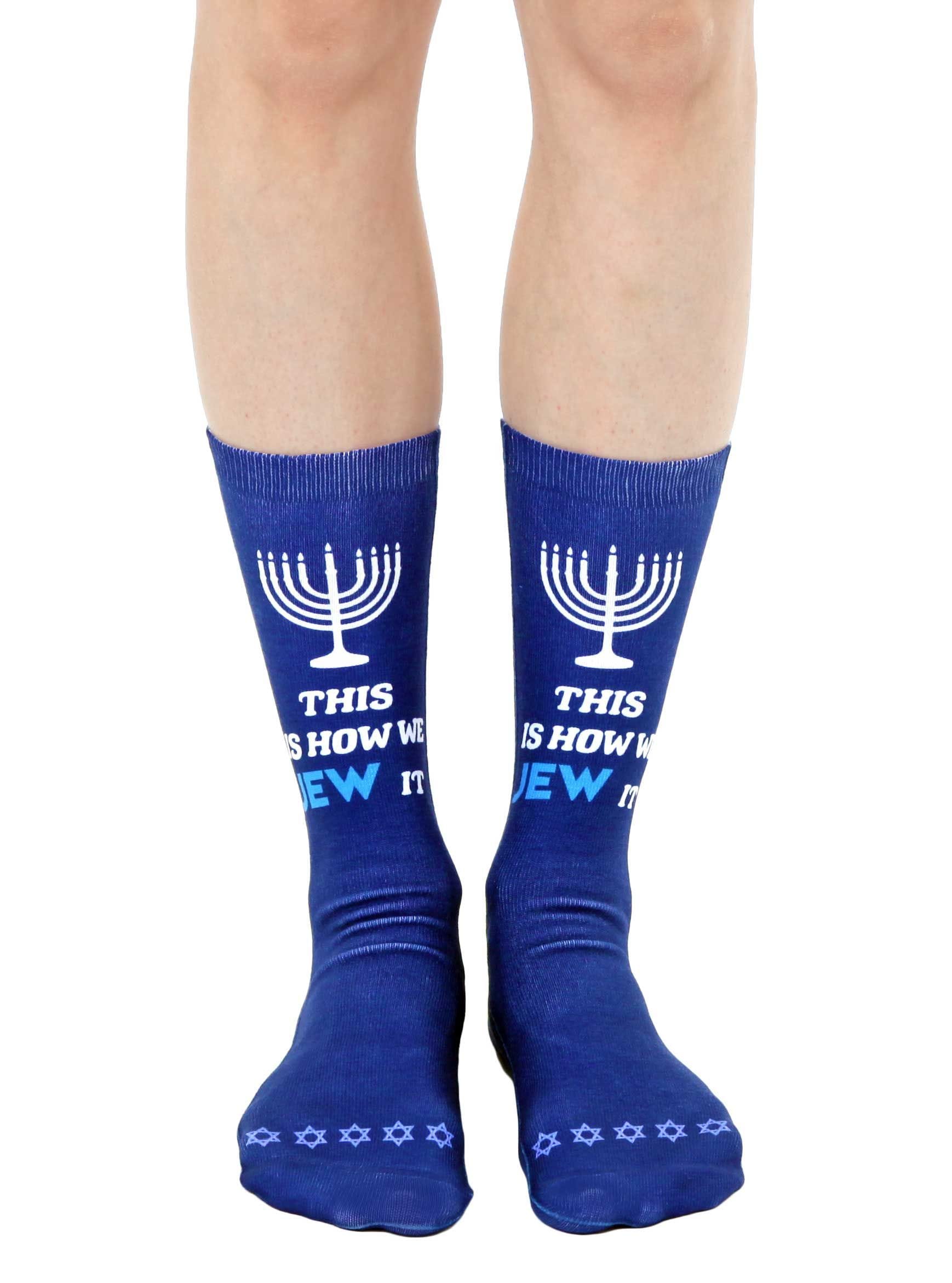 Living Royal Socks Blue / One Size This is How We Jew It Hanukkah Crew Socks