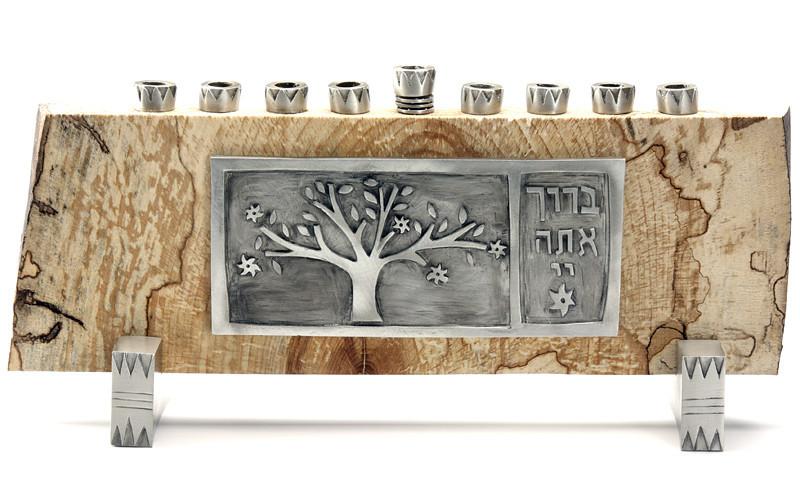 Emily Rosenfeld - Pewter and Maple Tree of Life Menorah by Emily Rosenfeld - ModernTribe