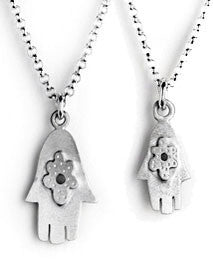 Mother & Daughter Hamsa Sterling Silver Necklaces by Emily Rosenfeld