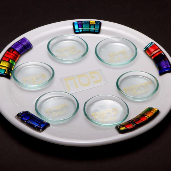 Daryl Cohen - White Glass Seder Plate - ModernTribe