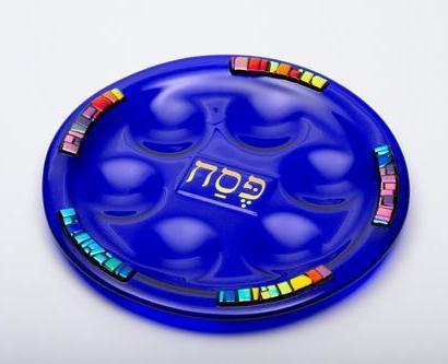 Daryl Cohen - Blue Glass Seder Plate by Daryl Cohen - ModernTribe