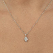 Binah Jewelry Necklaces Pave Diamond Hamsa Necklace In White Gold