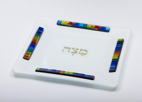 Daryl Cohen - White Opaque Glass Matzah Tray by Daryl Cohen - ModernTribe