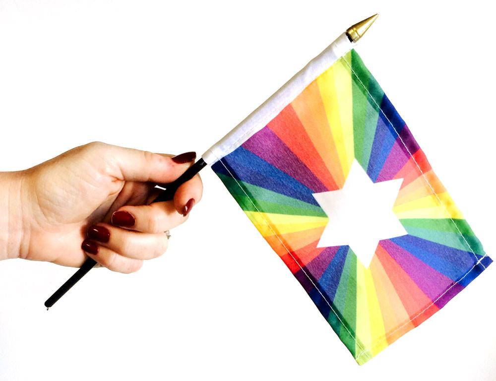 ModernTribe - Limited Edition Jewish Gay Pride Rainbow Flag 4" x 6" - ModernTribe