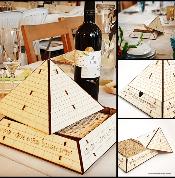 Touchwoodesign Seder Plates DIY Wood Pyramid Matzah Holder Puzzle