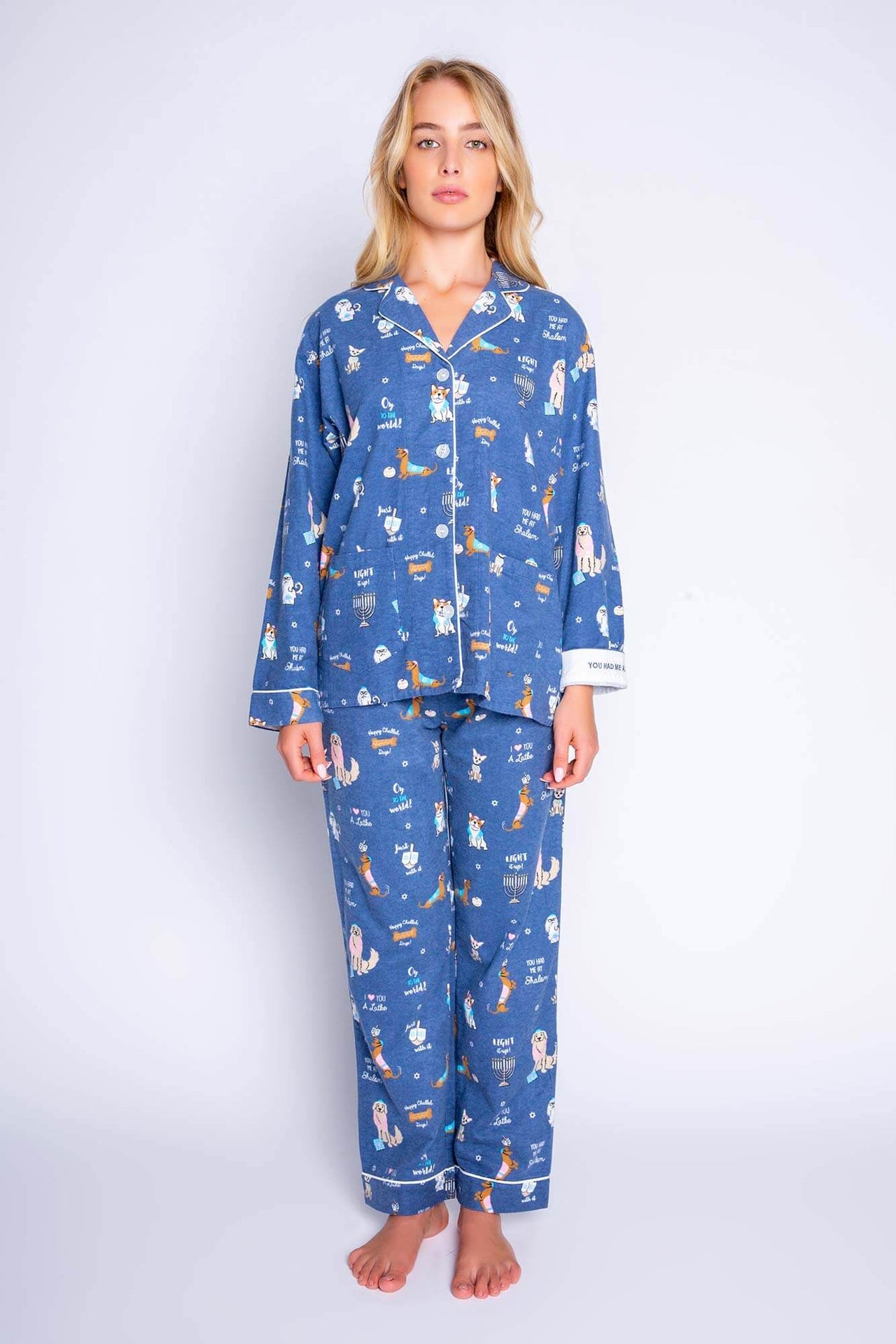 PJ Salvage - Oy to the World Hanukkah Pajamas Set by P.J. Salvage - Women - ModernTribe