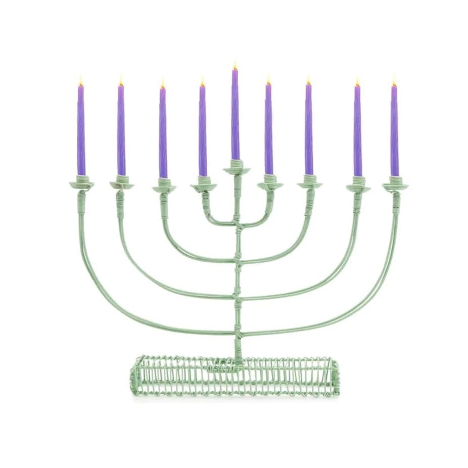 Chai Modern - Handcrafted African Round Arm Menorah - Green - ModernTribe