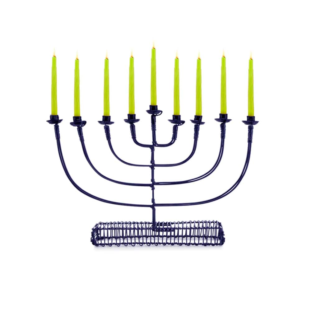 Chai Modern - Handcrafted African Round Arm Menorah - Blue - ModernTribe