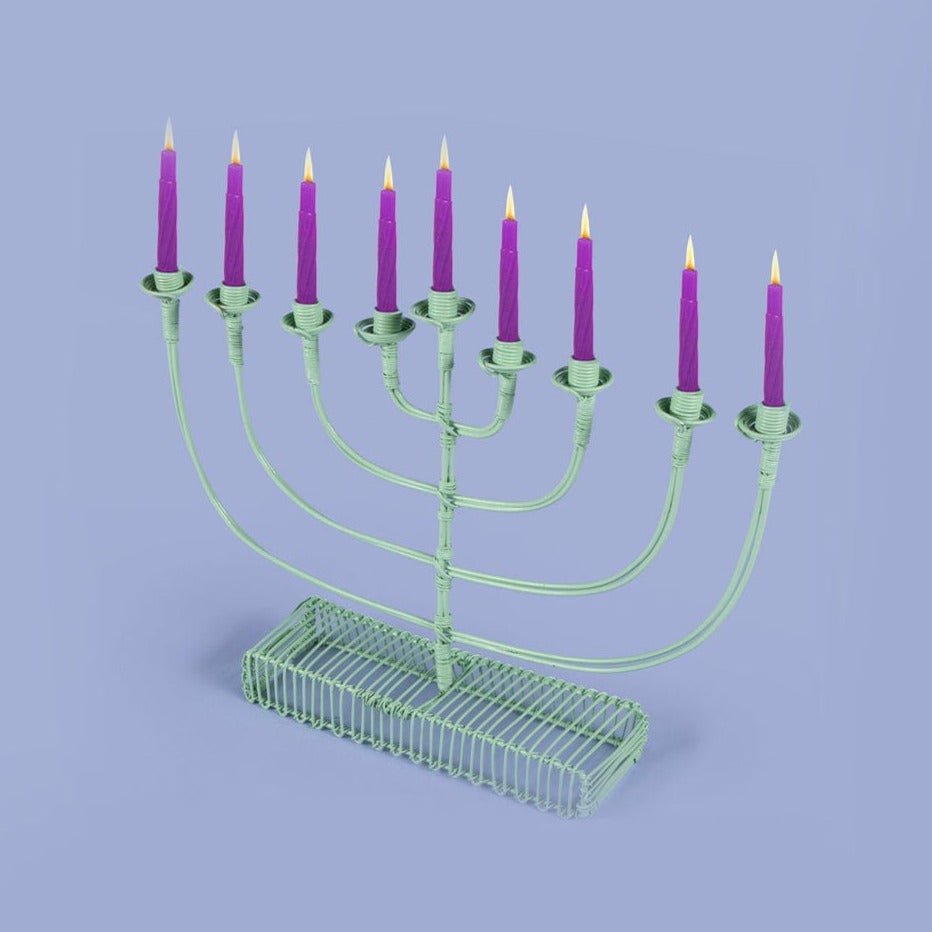 Chai Modern - Handcrafted African Round Arm Menorah - Green - ModernTribe