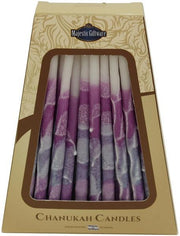 Other Candles Purple Safed Handcrafted Hanukkah Candles - Purple/White