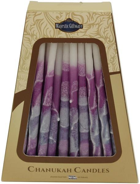 Safed Handcrafted Hanukkah Candles - Purple/White