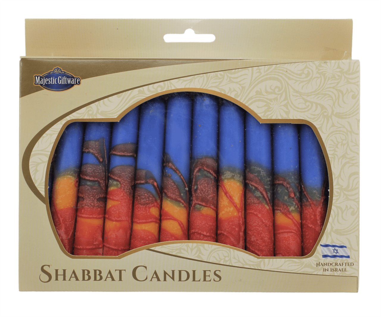 Safed - Israeli Hand Crafted Harmony Blue & Red Shabbat Candles | Set of 12 - ModernTribe