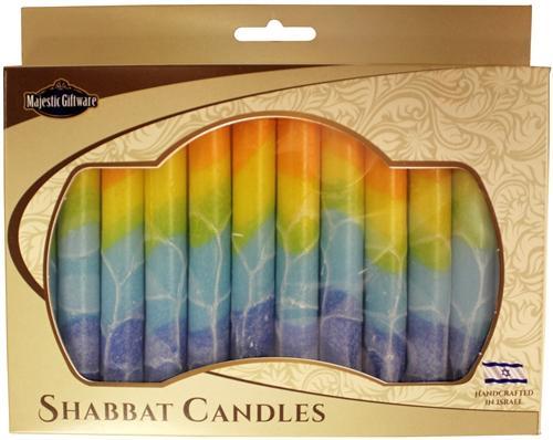 Israeli Hand Crafted Orange Fantasy Shabbat Candles | Set of 12