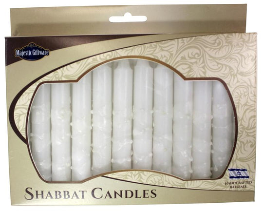 Israeli Hand-Crafted Snow White Shabbat Candles | Set of 12