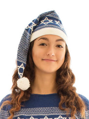 Knitty Kitty Hats Star of David Royal Blue and White Hat