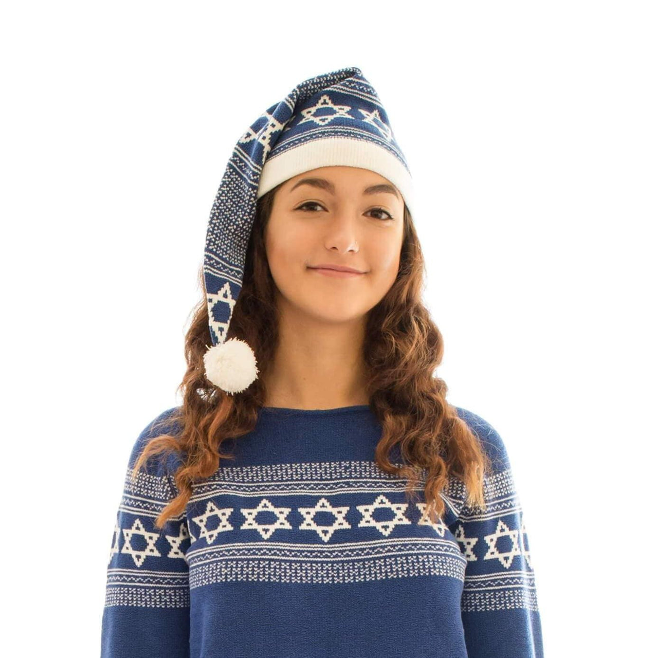 Knitty Kitty - Star of David Royal Blue and White Hat - ModernTribe
