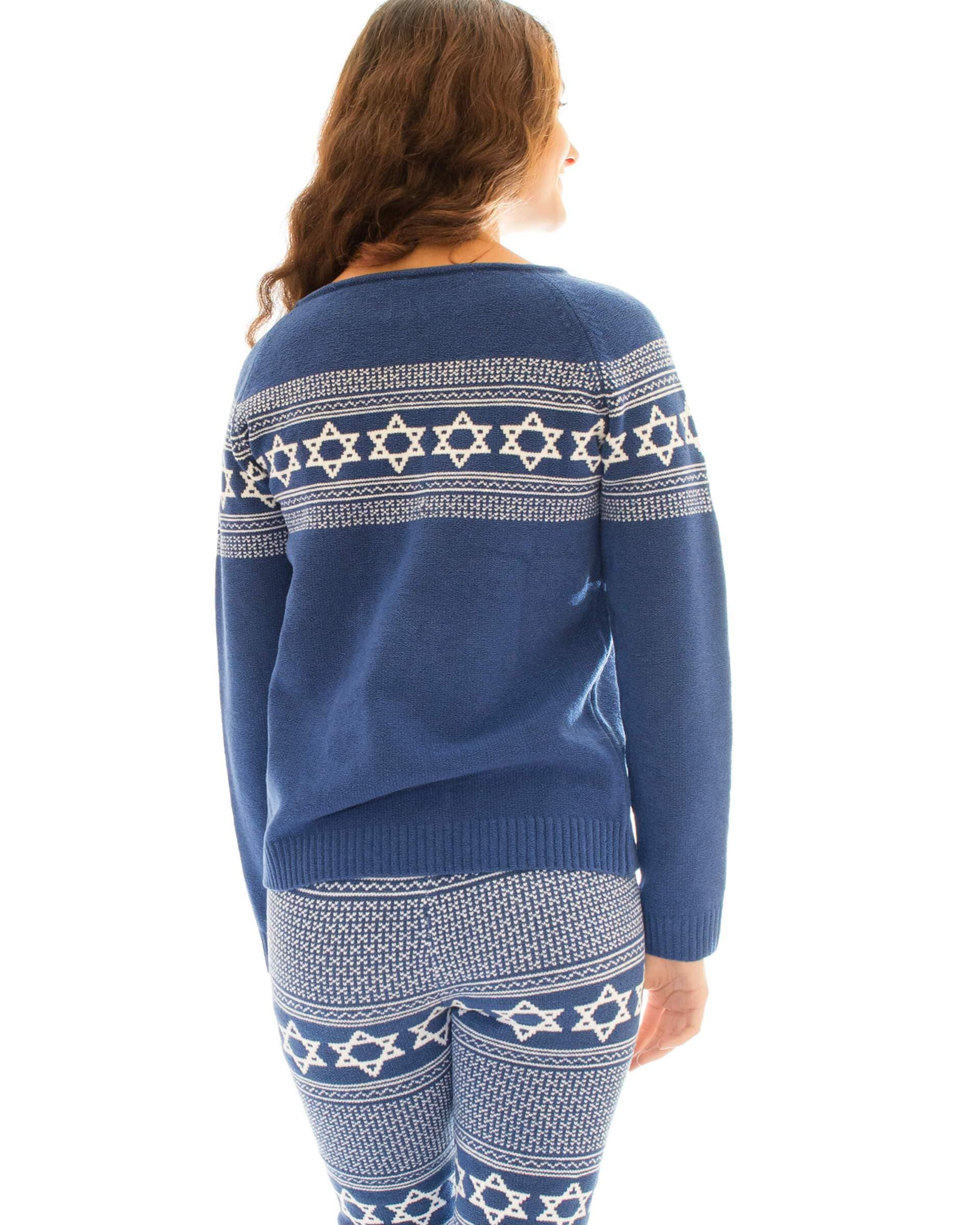 Knitty Kitty Sweaters Star of David Blue and White Sweater