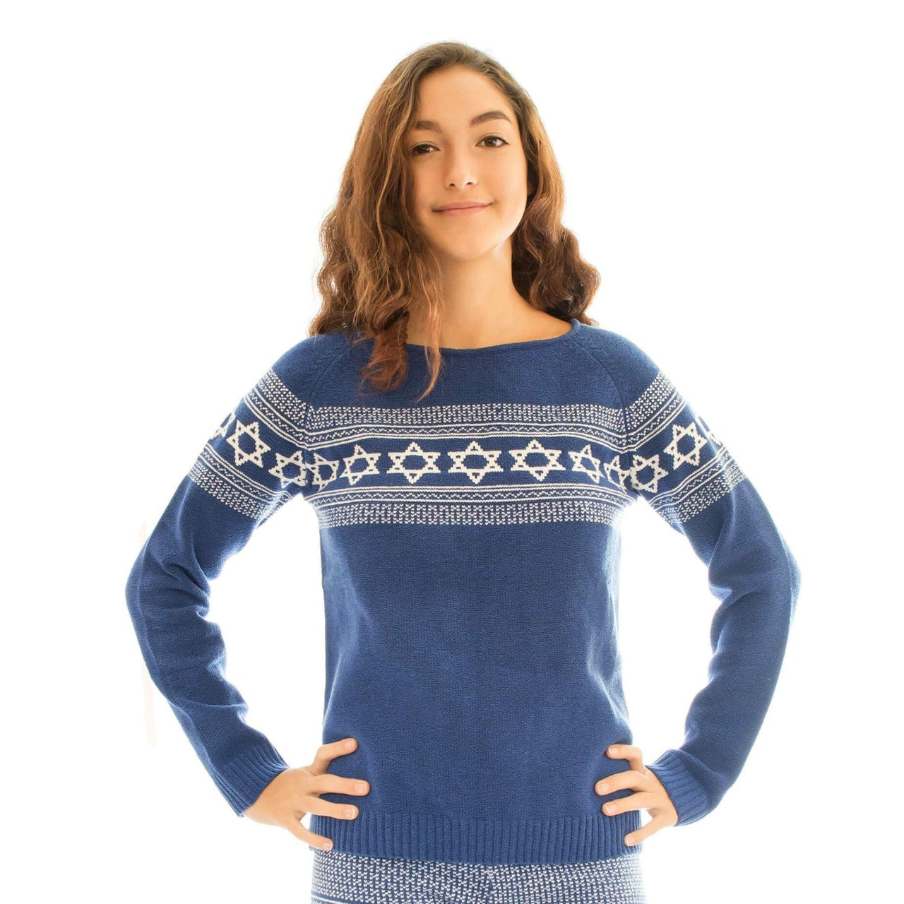 Knitty Kitty - Star of David Blue and White Sweater - ModernTribe
