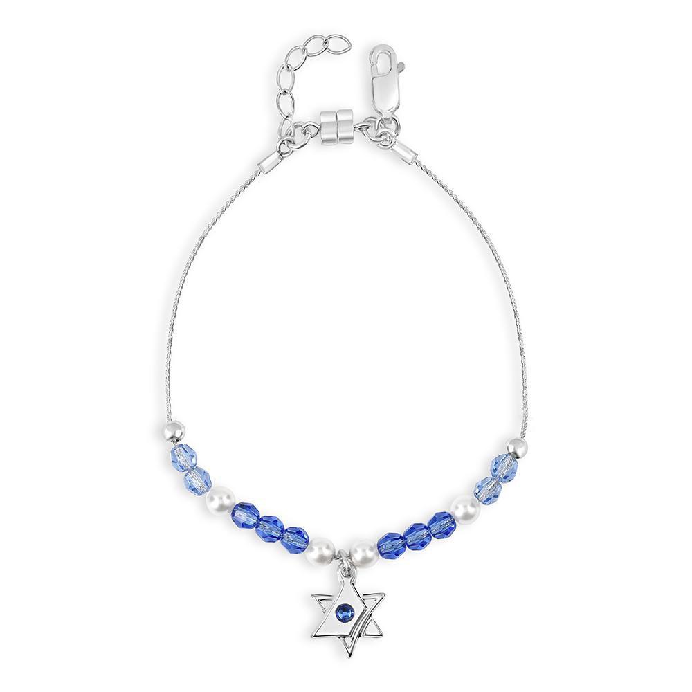 Shira Jewelry Bracelets Silver Interlocking Star of David Bracelet – Blue Shades