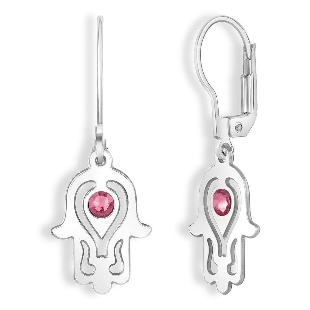 Shira Jewelry - Radiance Hamsa Earrings–Rose Swarovski Crystal - ModernTribe