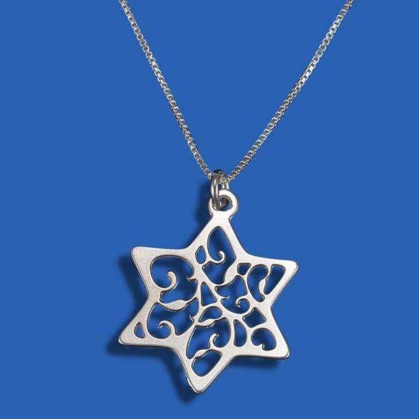 Shira Jewelry Necklaces Silver Lace Star of David Necklace