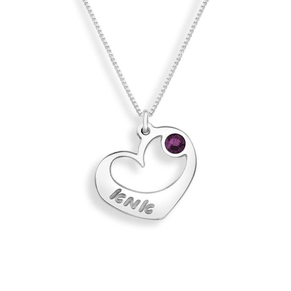 Shira Jewelry - Ima (Mom) Heart Necklace – Amethyst Crystal - ModernTribe