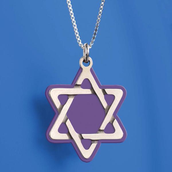 Shira Jewelry Necklaces Purple Braided Star of David Necklace