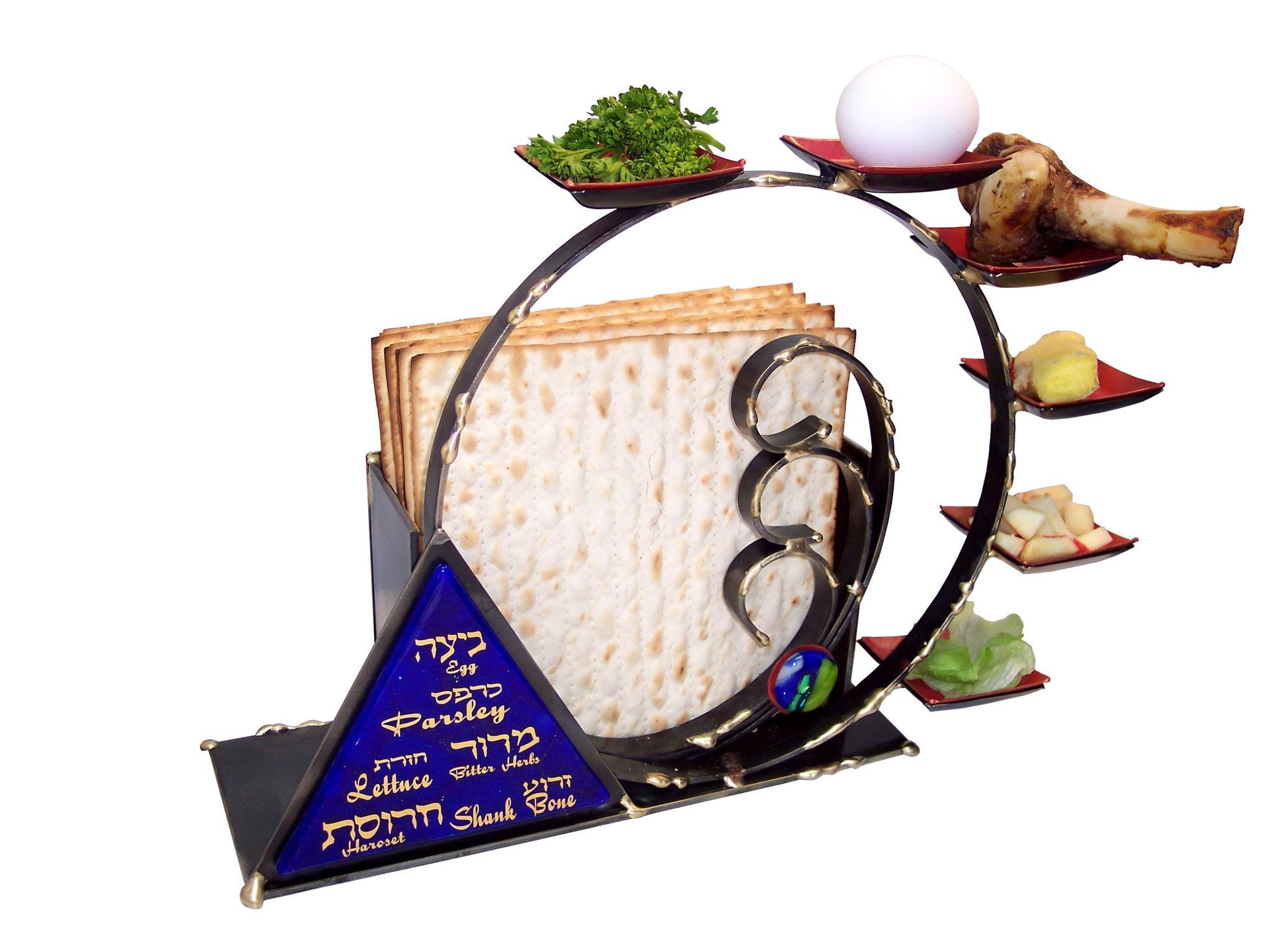 Gary Rosenthal Seder Plate Brass Compact Brass Seder Plate by Gary Rosenthal