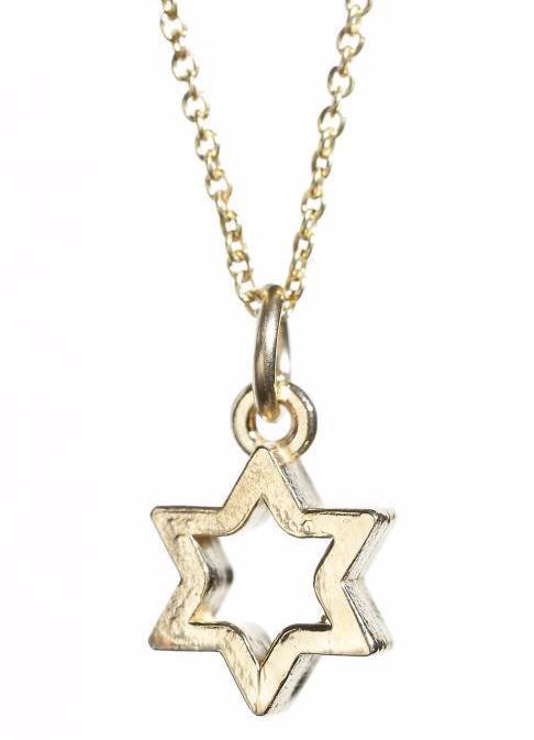 Alef Bet - Gold Star of David Outline Necklace - ModernTribe