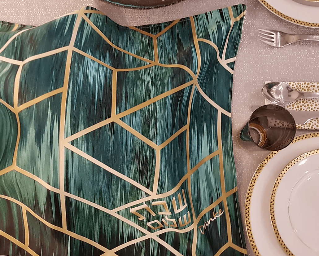 Danke Judaica - Green Deco Challah Cover - ModernTribe