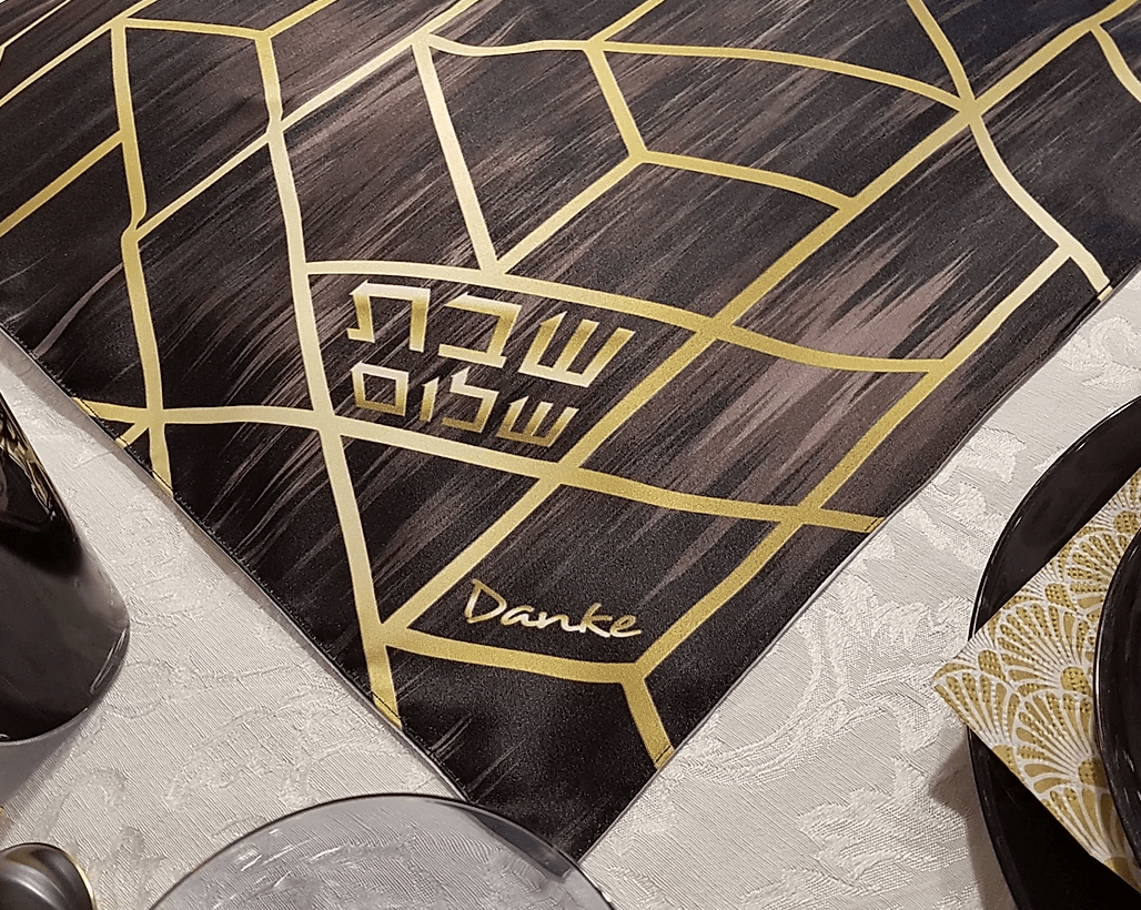 Danke Judaica - Black Gold Deco Challah Cover - ModernTribe