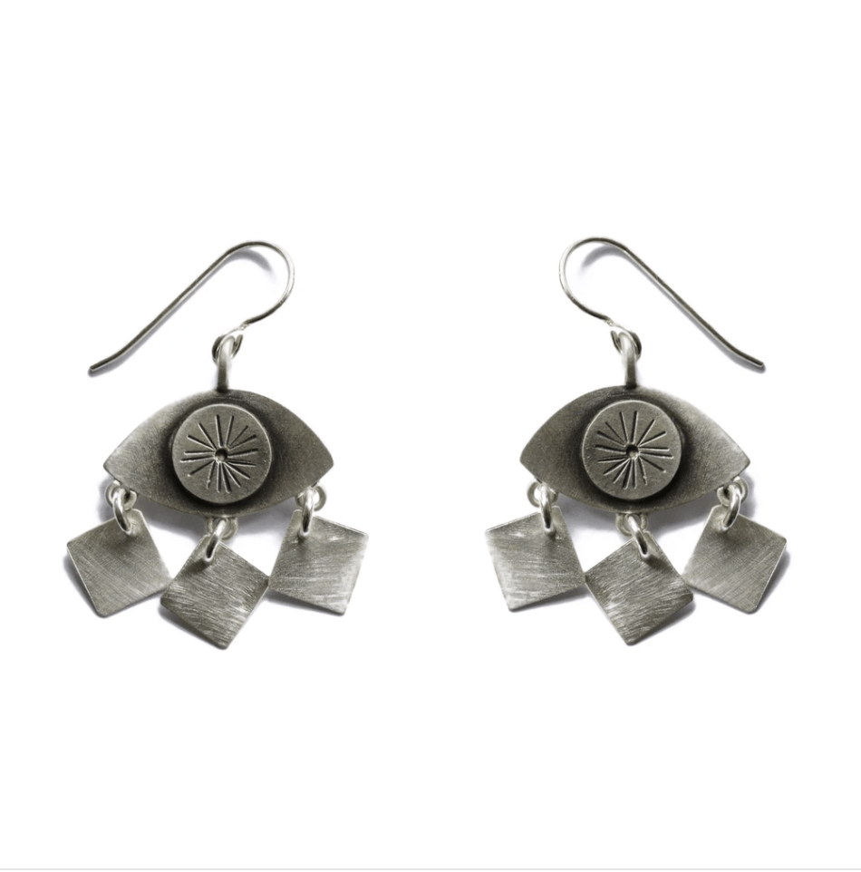 Emily Rosenfeld Earrings Sterling Silver Folklorica Eye Earrings by Emily Rosenfeld