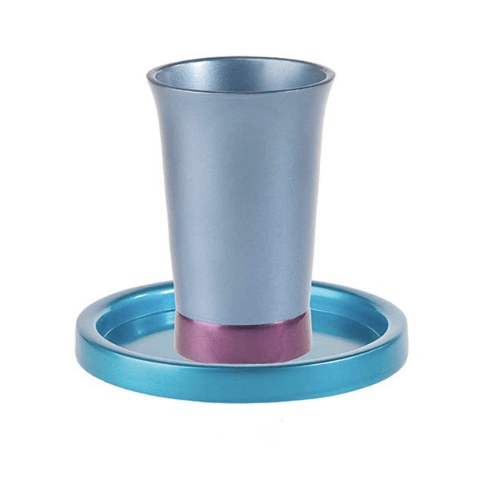 Yair Emanuel Kiddush Cup Default Anodized Aluminum Kiddush Cup and Dish by Yair Emanuel - Turquoise and Purple