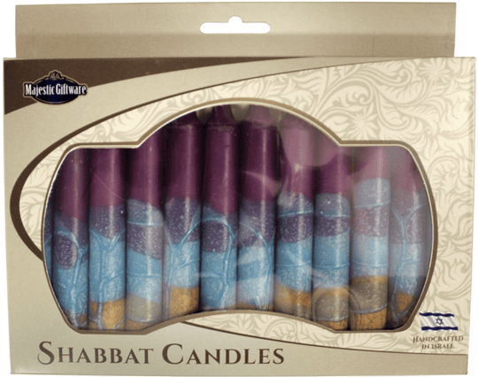 Israeli Hand-Crafted Violet Shabbat Candles | Set of 12