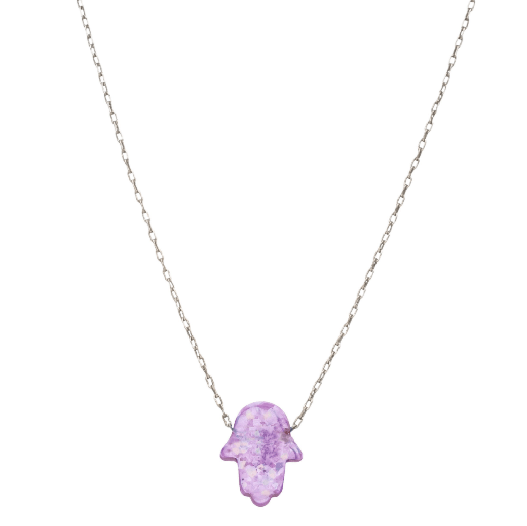 Alef Bet - Pink Opal Hamsa Necklace - ModernTribe