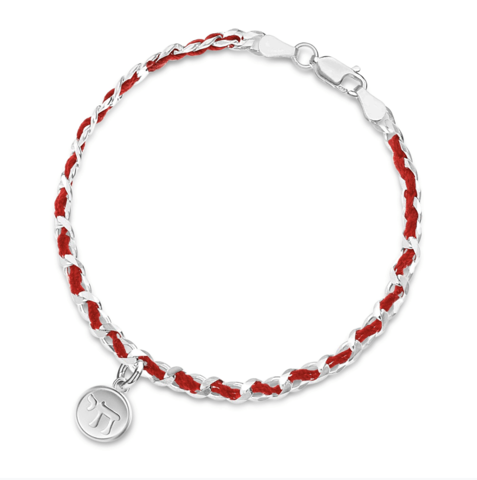 Alef Bet - Red Cord Bendel Bracelet with Chai - ModernTribe