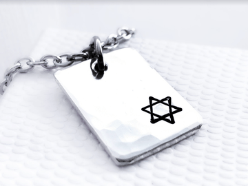 Everything Beautiful Necklaces Small Star of David Hammered Rectangle Necklace - Sterling Silver