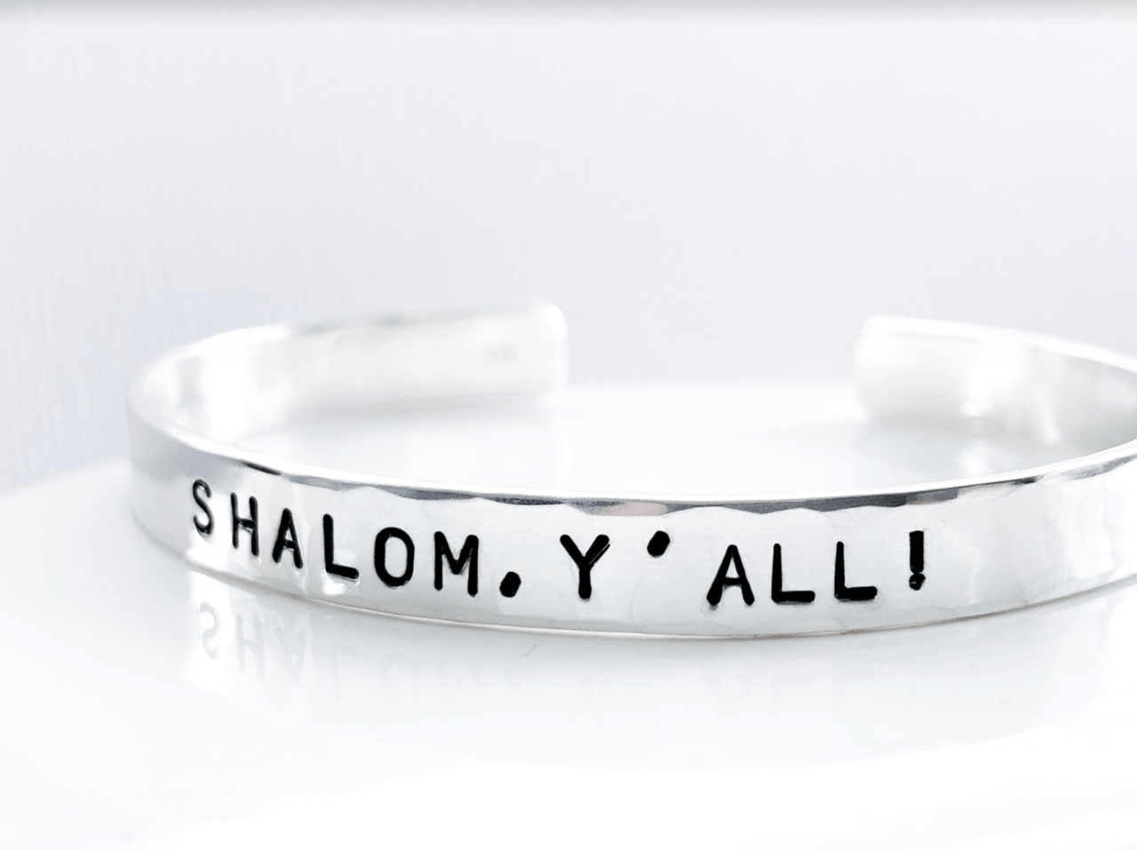 Everything Beautiful - Shalom Y'all! Hammered Cuff Bracelet - Sterling Silver - ModernTribe