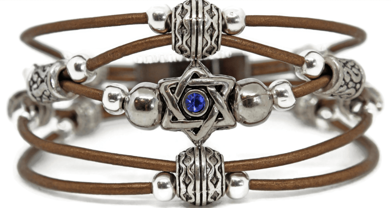 My Tribe by Sea Ranch Jewelry - Swarovski Star of David Beaded Leather Bracelet - Bronze - ModernTribe