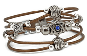 My Tribe by Sea Ranch Jewelry Bracelets Swarovski Star of David Beaded Leather Bracelet - Bronze
