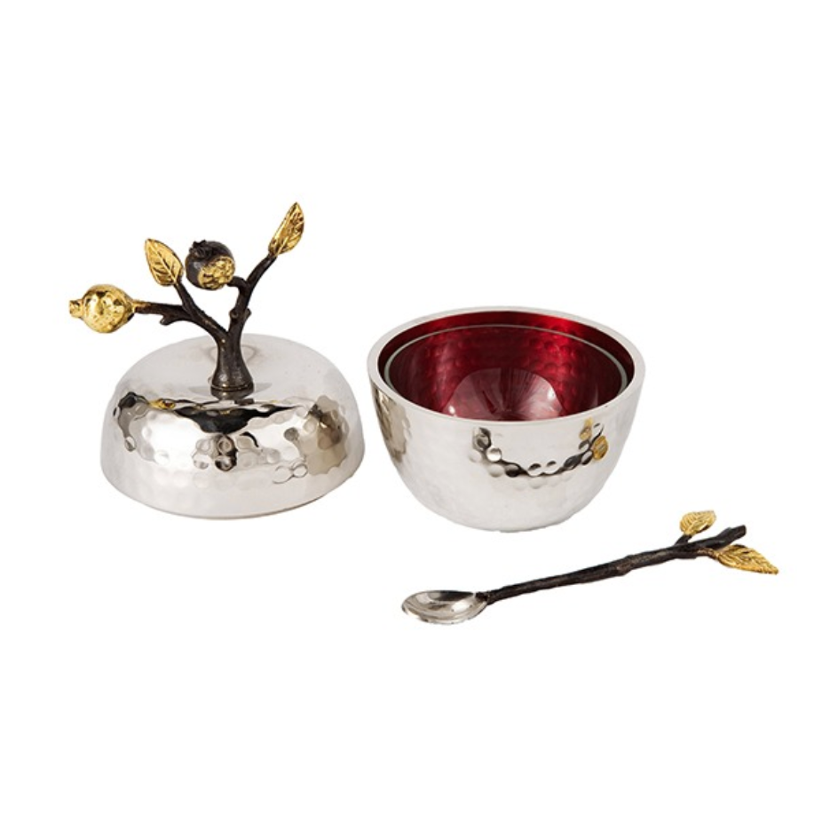 Yair Emanuel Honey Dish Default Apple and Pomegranate Honey Dish and Spoon by Yair Emanuel