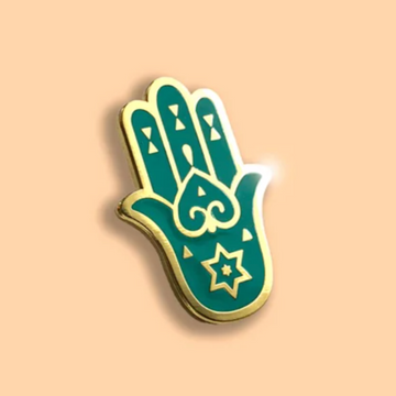 Piece of History Brooches or Lapels Green Hamsa Pin - Green