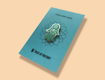 Piece of History Brooches or Lapels Green Hamsa Pin - Green