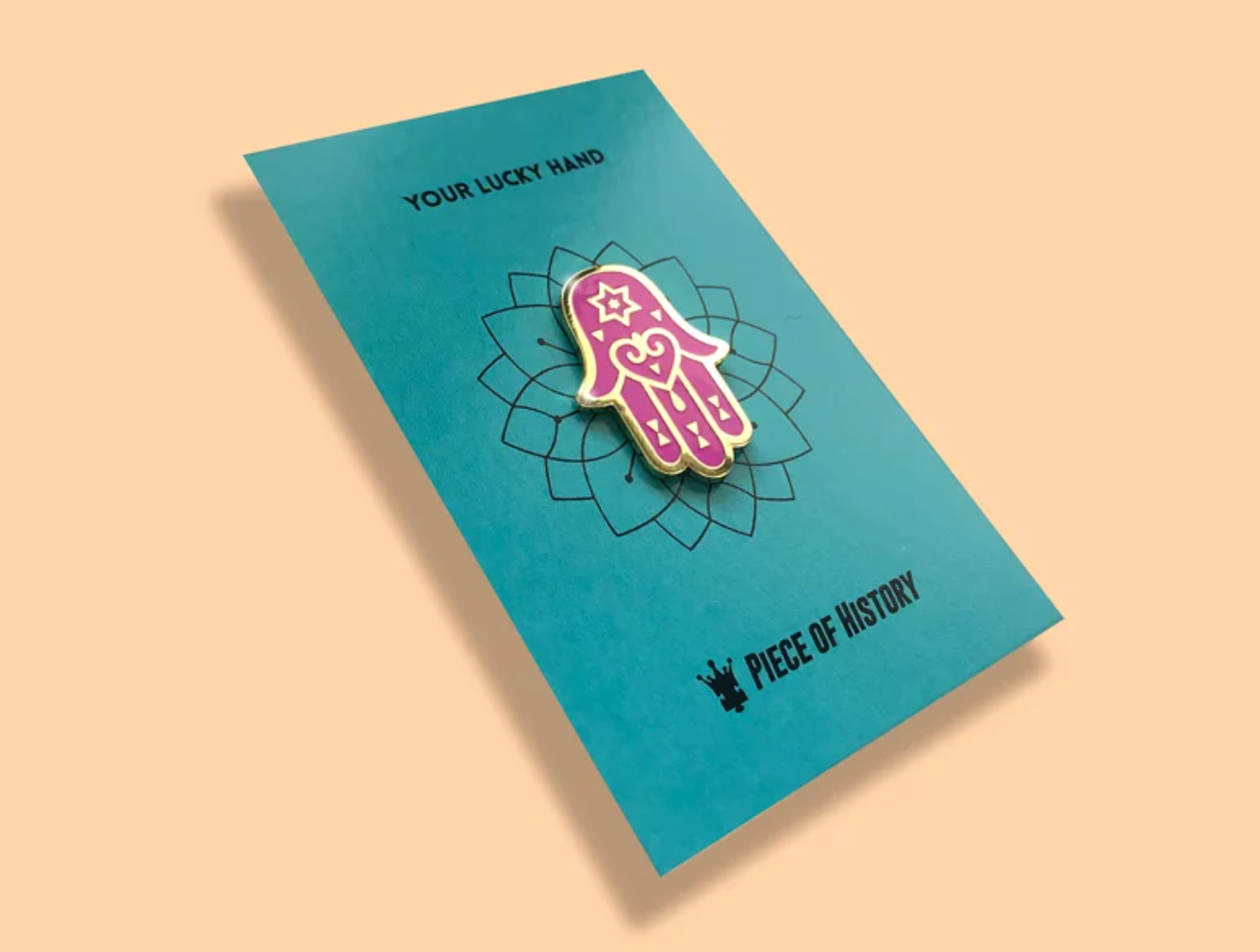 Piece of History Brooches or Lapels Pink Hamsa Pin - Pink
