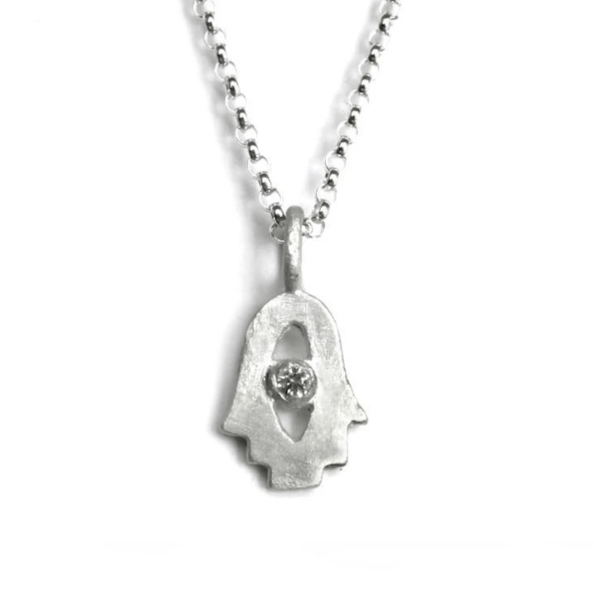 Emily Rosenfeld Necklaces Silver Tiny Hamsa Amulet by Emily Rosenfeld - Choice of Gem