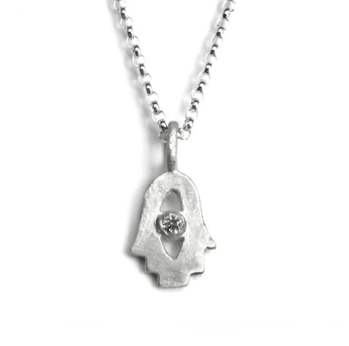 Emily Rosenfeld - Tiny Hamsa Sterling Silver Amulet by Emily Rosenfeld - Choice of Gem - ModernTribe