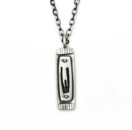 Men's Shin Mezuzah Necklace on Sterling Silver Chain by Emily Rosenfeld